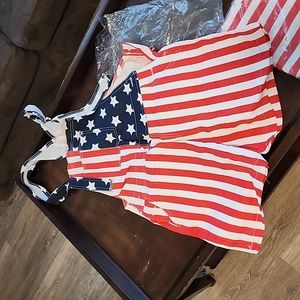 Mens American flag overalls
